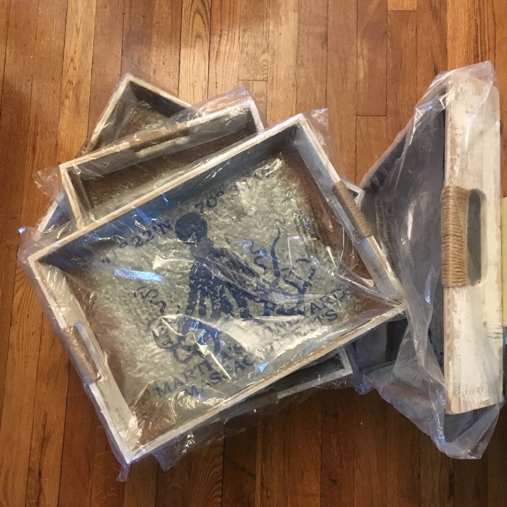 4 Large - Zuo Modern - Nautical Trays - Octopus